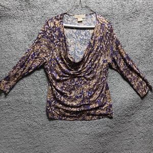 Michael Kors Women’s Floral Print Top Blouse Size Large MK